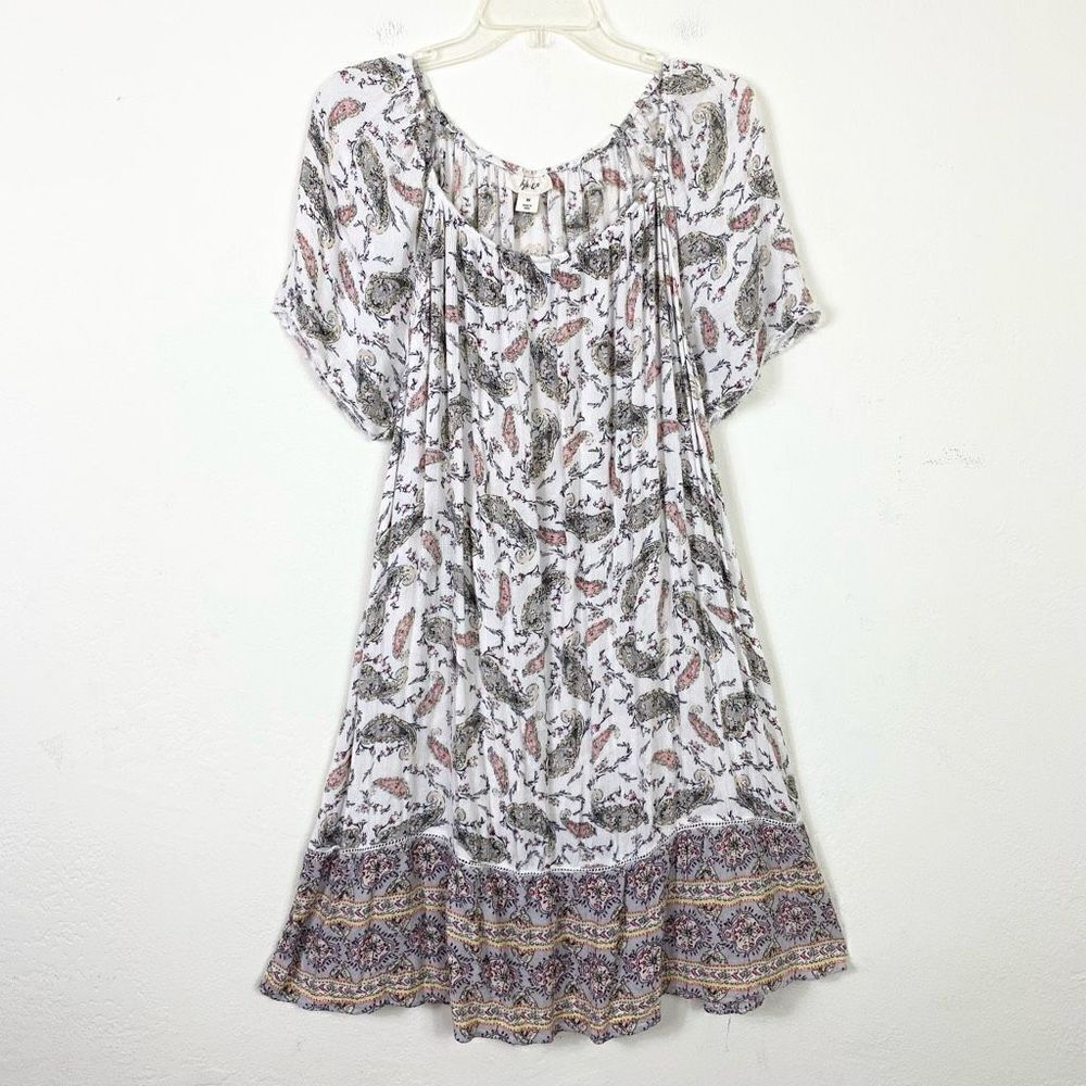 Style & Co White Floral Paisley Short Sleeve Dress Size M